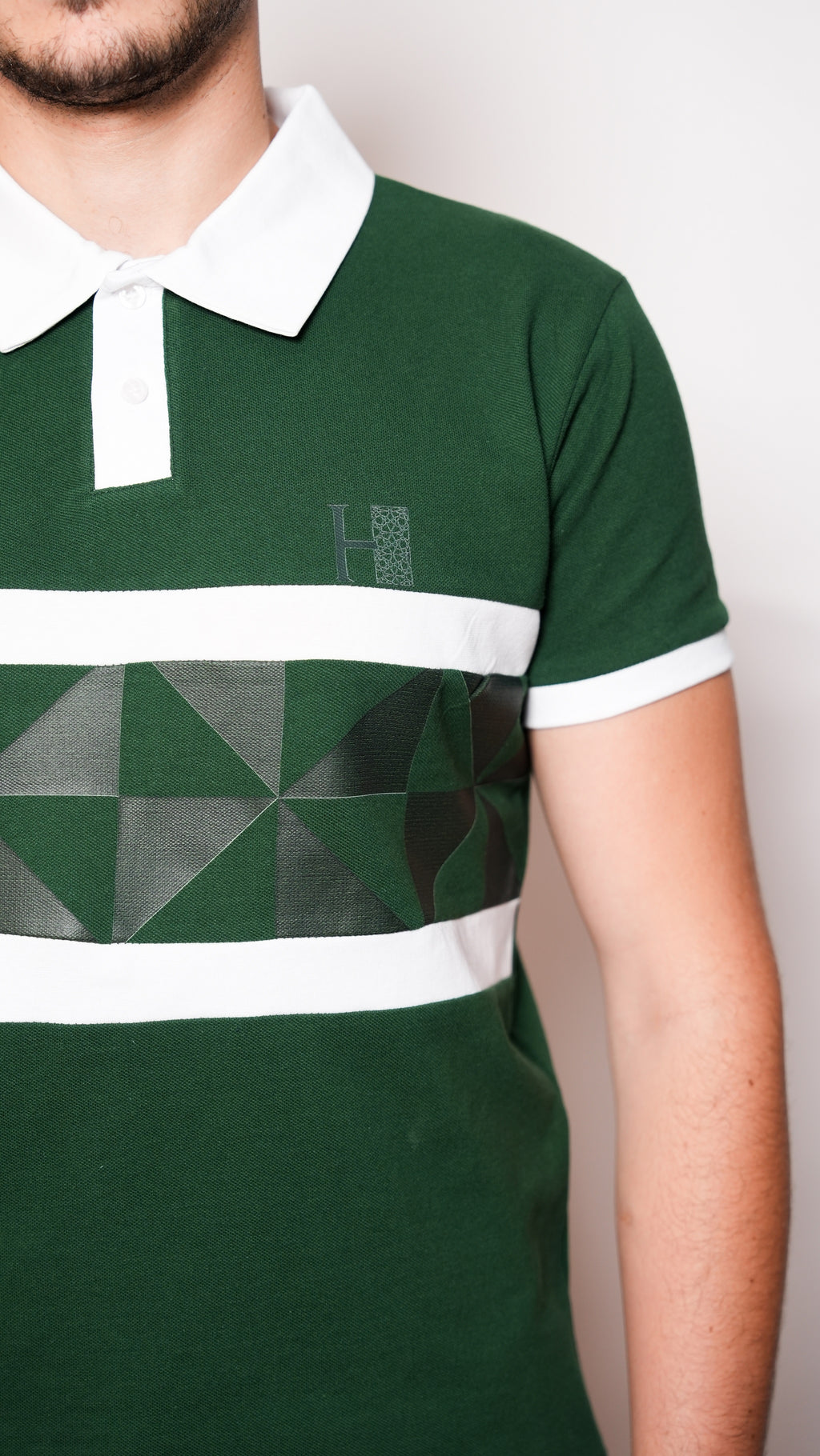 Polo Héros-Vert Mansourah -motifs Zellige