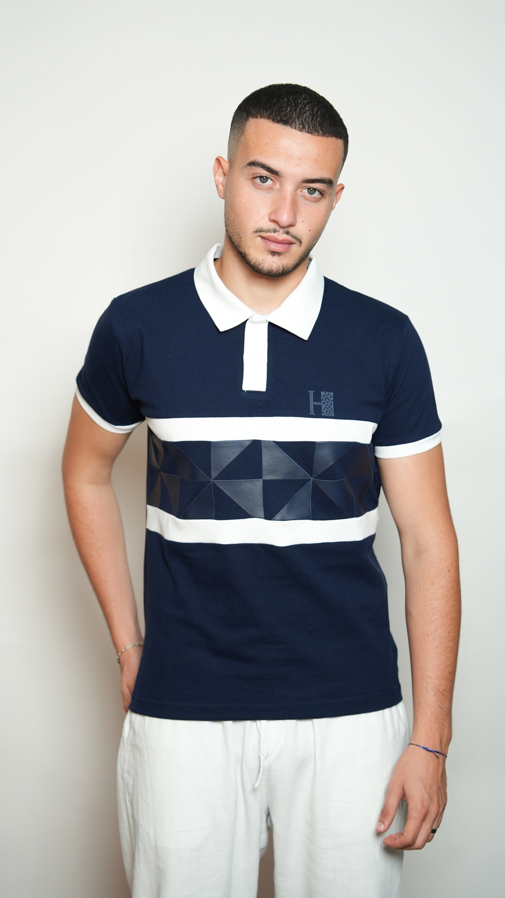 Polo Héros-Bleu Casbah-Motifs Zellige