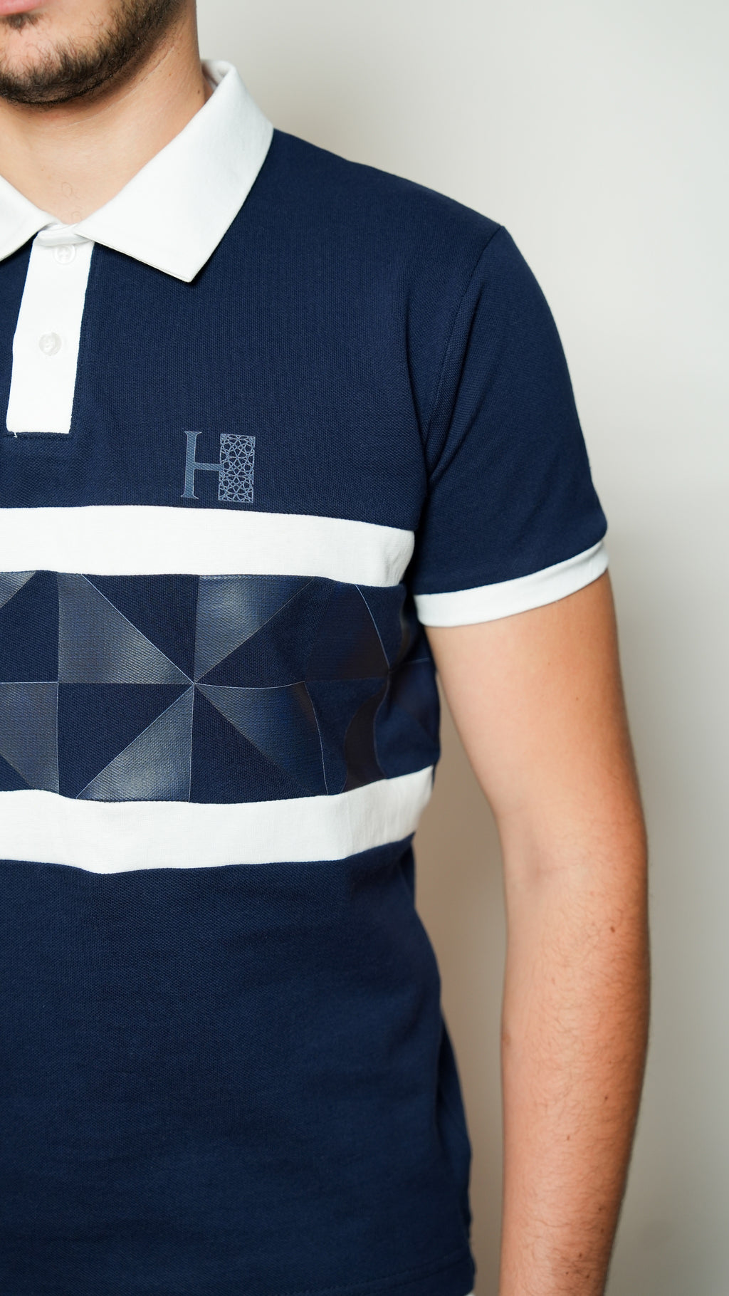 Polo Héros-Bleu Casbah-Motifs Zellige
