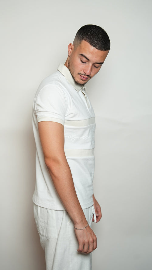 Polo Héros-Blanc Djurdjura-Motifs Berbéres